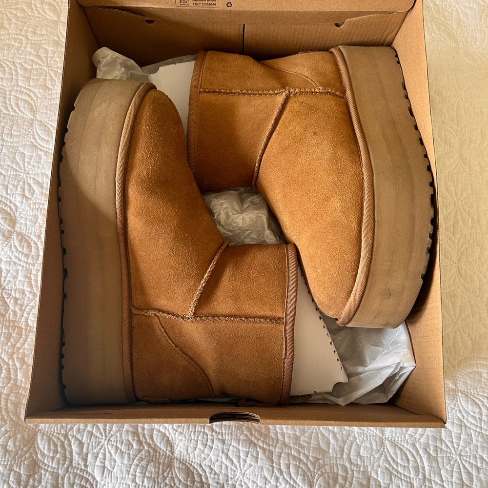 platform mini chestnut UGGs